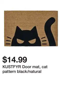 Ikea KUSTFYR Door mat, cat pattern black/natural offer