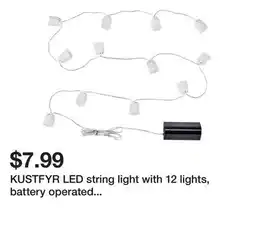 Ikea KUSTFYR LED string light with 12 lights, battery operated indoor/ghost white offer