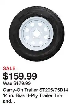 Tractor Supply Company Carry-On Trailer ST205/75D14 14 in. Bias 6-Ply Trailer Tire and White Spoke Wheel 5 Lug on 4.5 in offer