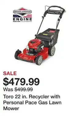 Tractor Supply Company Toro 22 in. Recycler with Personal Pace Gas Lawn Mower offer