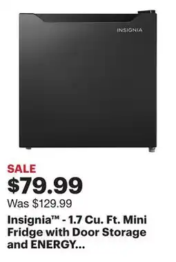 Best Buy Insignia - 1.7 Cu. Ft. Mini Fridge with Door Storage and ENERGY STAR Certification - Black offer