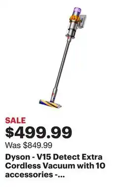 Best Buy Dyson - V15 Detect Extra Cordless Vacuum with 10 accessories - Yellow/Nickel offer