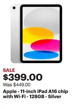 Best Buy Apple - 11-inch iPad A16 chip with Wi-Fi - 128GB - Silver offer