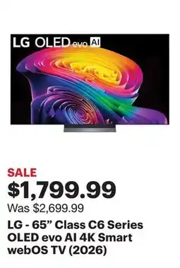 Best Buy LG - 65 Class C6 Series OLED evo AI 4K Smart webOS TV (2026) offer