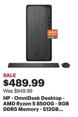 Best Buy HP - OmniDesk Desktop - AMD Ryzen 5 8500G - 8GB DDR5 Memory - 512GB SSD - Gray Wood offer