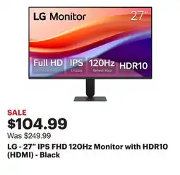 Best Buy LG - 27 IPS FHD 120Hz Monitor with HDR10 (HDMI) - Black offer
