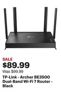 Best Buy TP-Link - Archer BE3500 Dual-Band Wi-Fi 7 Router - Black offer