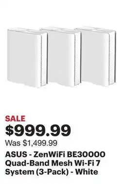Best Buy ASUS - ZenWiFi BE30000 Quad-Band Mesh Wi-Fi 7 System (3-Pack) - White offer