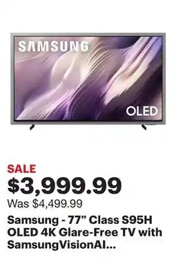Best Buy Samsung - 77 Class S95H OLED 4K Glare-Free TV with SamsungVisionAI (2026) offer