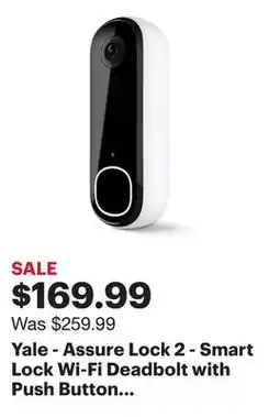 Best Buy Yale - Assure Lock 2 - Smart Lock Wi-Fi Deadbolt with Push Button Keypad | Key Access - Black Suede offer