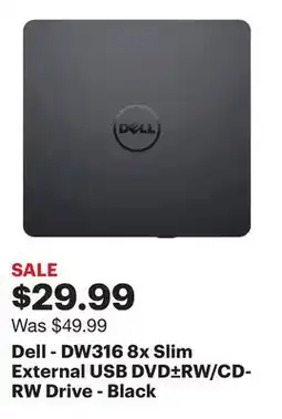 Best Buy Dell - DW316 8x Slim External USB DVD±RW/CD-RW Drive - Black offer