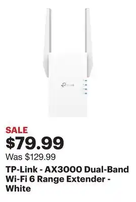 Best Buy TP-Link - AX3000 Dual-Band Wi-Fi 6 Range Extender - White offer