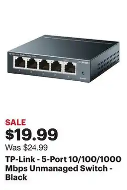 Best Buy TP-Link - 5-Port 10/100/1000 Mbps Unmanaged Switch - Black offer