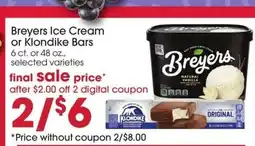 Giant Eagle Breyers Ice Cream or Klondike Bars offer