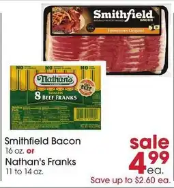 Giant Eagle Smithfield Bacon or Nathan's Franks offer