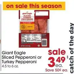 Giant Eagle Giant Eagle Sliced Pepperoni or Turkey Pepperoni offer