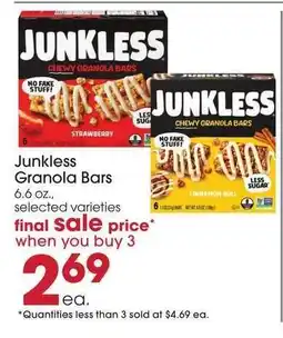 Giant Eagle Junkless Granola Bars offer