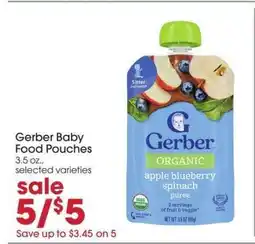 Giant Eagle GERBER BABY FOOD POUCHES offer