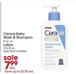 Giant Eagle Cerave Baby Wash & Shampoo or Lotion offer
