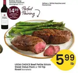 Albertsons USDA CHOICE Beef Petite Sirloin Steak Value Pack or Tri-Tip Roast boneless offer