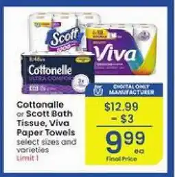 Albertsons Cottonelle or Scott Bath Tissue, Viva Paper Towels offer