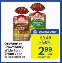 Albertsons Oroweat or Brownberry Wide Pan Bread offer