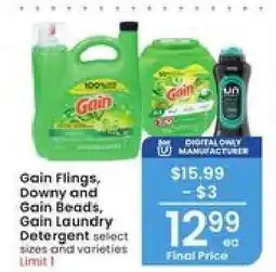 Albertsons Gain Flings, Downy and Gain Beads, Gain Laundry Detergent offer