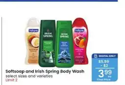 Albertsons Softsoap and Irish Spring Body Wash offer