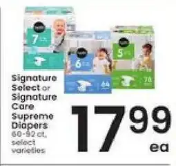 Albertsons Signature SELECT or Signature Care Supreme Diapers offer