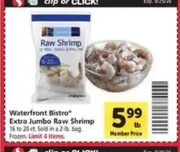 Safeway Waterfront BISTRO Extra Jumbo Raw Shrimp offer