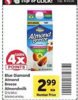 Safeway Blue Diamond Almond Breeze Almondmilk offer