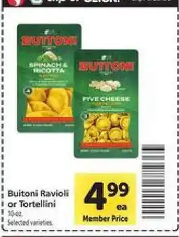 Safeway Buitoni Ravioli or Tortellini offer