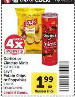 Safeway Doritos or Cheetos Minis, Lay’s Potato Chips or Poppables offer