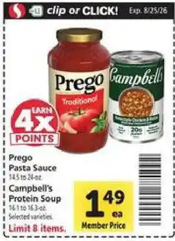 Safeway Prego Pasta Sauce & Campbell's Protein Soup offer