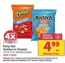 Safeway Party Size Tostitos or Cheetos offer