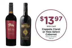 Pick'n Save Coppola Claret or Hess Select Cabernet offer