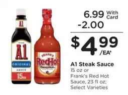 Kroger A1 Steak Sauce or Frank’s Red Hot Sauce offer