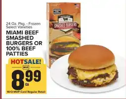 Food Lion Miami Beef Smashed Burgers or 100% Beef Patties offer