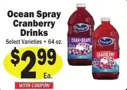 Sellers Bros Ocean Spray cranberry drinks offer