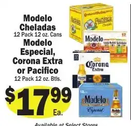 Sellers Bros Modelo Cheladas, Modelo Especial, Corona Extra or Pacifico offer
