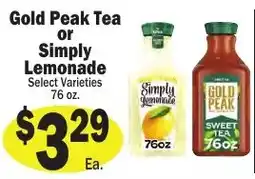 Sellers Bros Gold Peak Tea or Simply Lemonade offer
