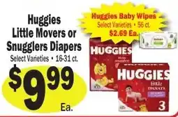 Sellers Bros Huggies Little Movers or Snugglers Diapers offer