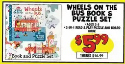 Ollie's WHEELS ON THE BUS BOOK & PUZZLE SET offer