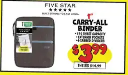 Ollie's FIVE STAR 1 CARRY-ALL BINDER offer