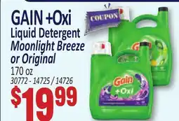 Jetro GAIN + Oxi Liquid Detergent Moonlight Breeze or Original offer