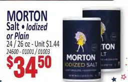 Jetro MORTON Salt • Iodized or Plain offer