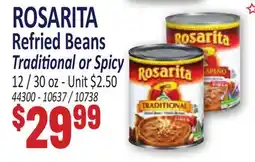 Jetro ROSARITA Refried Beans Traditional or Spicy offer