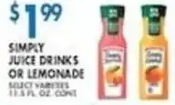 Associated Simply Juice Drinks or Lemonade offer