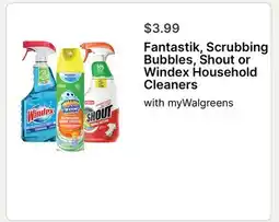 Walgreens Fantastik, Scrubbing Bubbles, Shout or Windex Household Cleaners offer