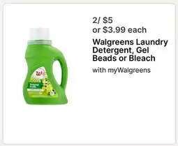 Walgreens Walgreens Laundry Detergent, Gel Beads or Bleach offer
